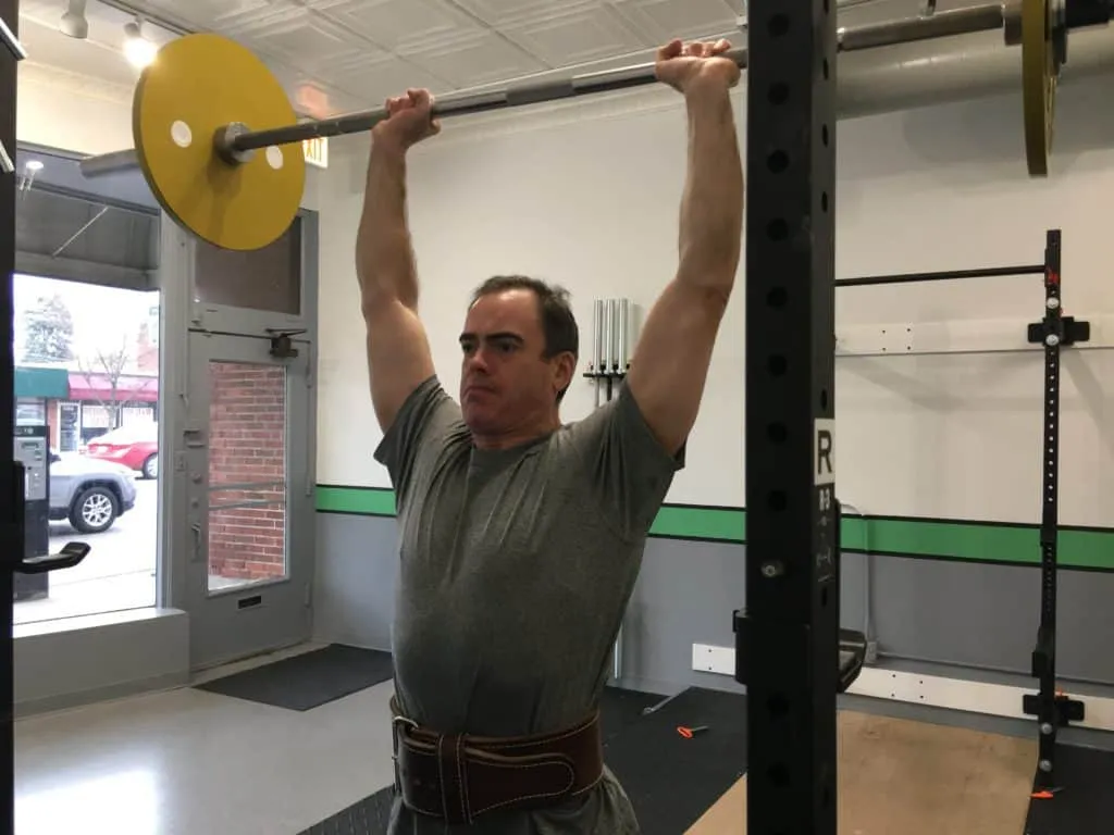 Kyle Crowley pressing 53.5 kilograms