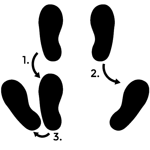 Diagram showing the three-step squat walkout sequence