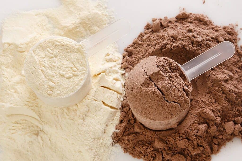 Image of vanilla and chocolate whey protein.